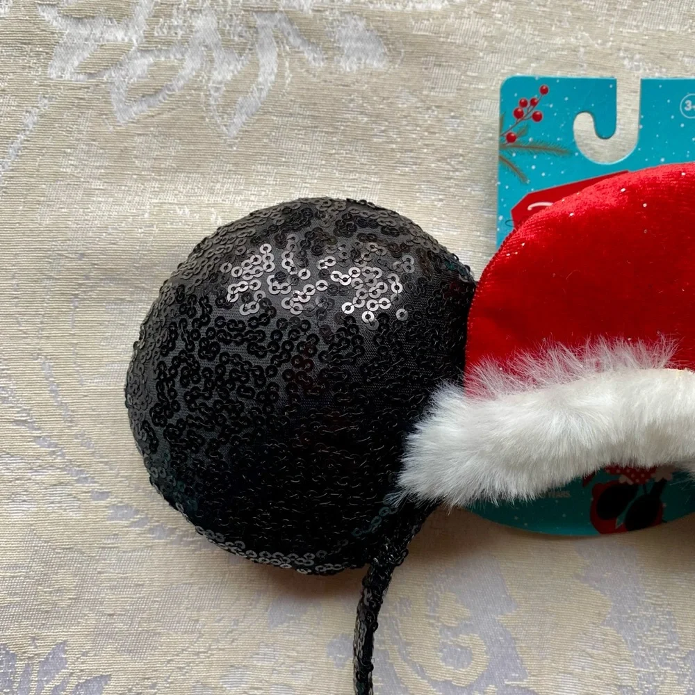 Disney Minnie Mouse Ears Santa Headband New